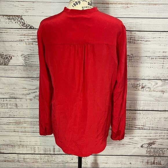AMANDA UPRICHARD V-NECK 100% SILK long sleeve flowy red dressy blouse - Picture 5 of 7